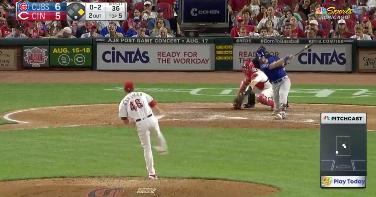 New Chicago Cubs catcher Jonathan Lucroy came through with a 2-out RBI double against the Cincinnati Reds.