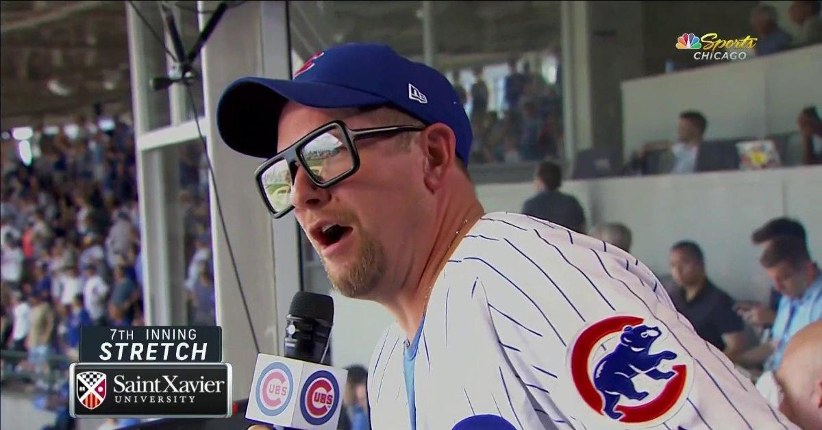 While singing in the booth at Wrigley Field, Nick Nurse wore the glasses made popular by the late, great Harry Caray.