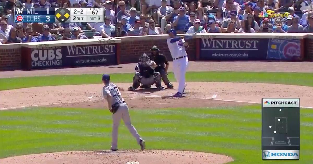 Cubs starting pitcher Jose Quintana knocked in a run with a 2-out base hit to the opposite field.