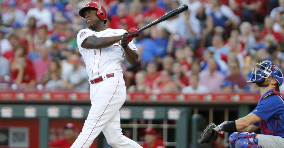 Aristides Aquino established himself as a Cub killer by smacking three home runs in the Reds' blowout victory. (Credit: David Kohl-USA TODAY Sports)