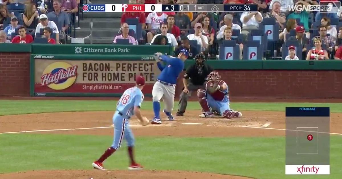 Anthony Rizzo tallied his 22nd home run of the year with a moonshot hit out to right-center at Citizens Bank Park.