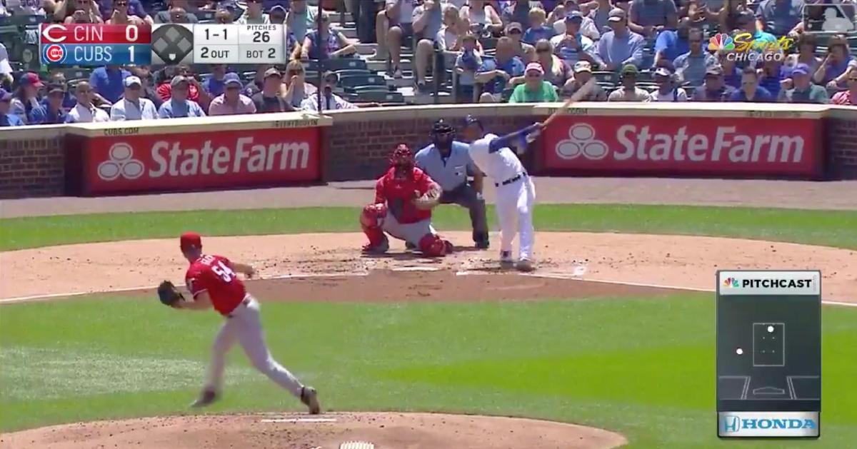 Addison Russell powered out a 389-foot solo shot that increased the Cubs' lead over the Reds to two runs.