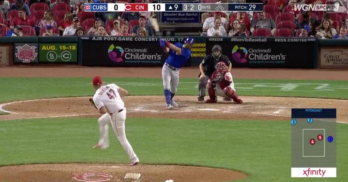Ohio native Kyle Schwarber led off the ninth inning with a home run that finally put the Cubs on the scoreboard.