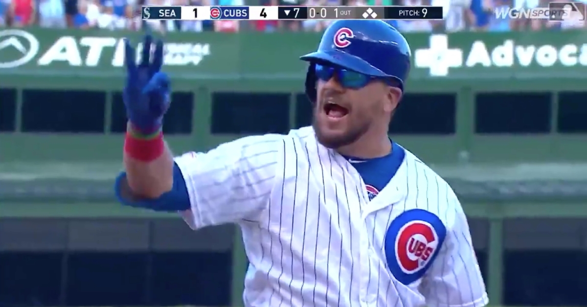 Kyle Schwarber provided the Chicago Cubs with their first lead of the day via a bases-clearing triple.