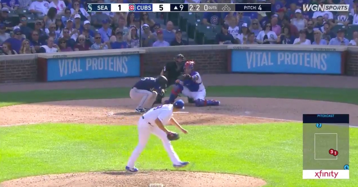 Brad Wieck's nasty curveball made Kyle Seager, who ducked in order to avoid getting hit by the breaking ball, look very foolish.