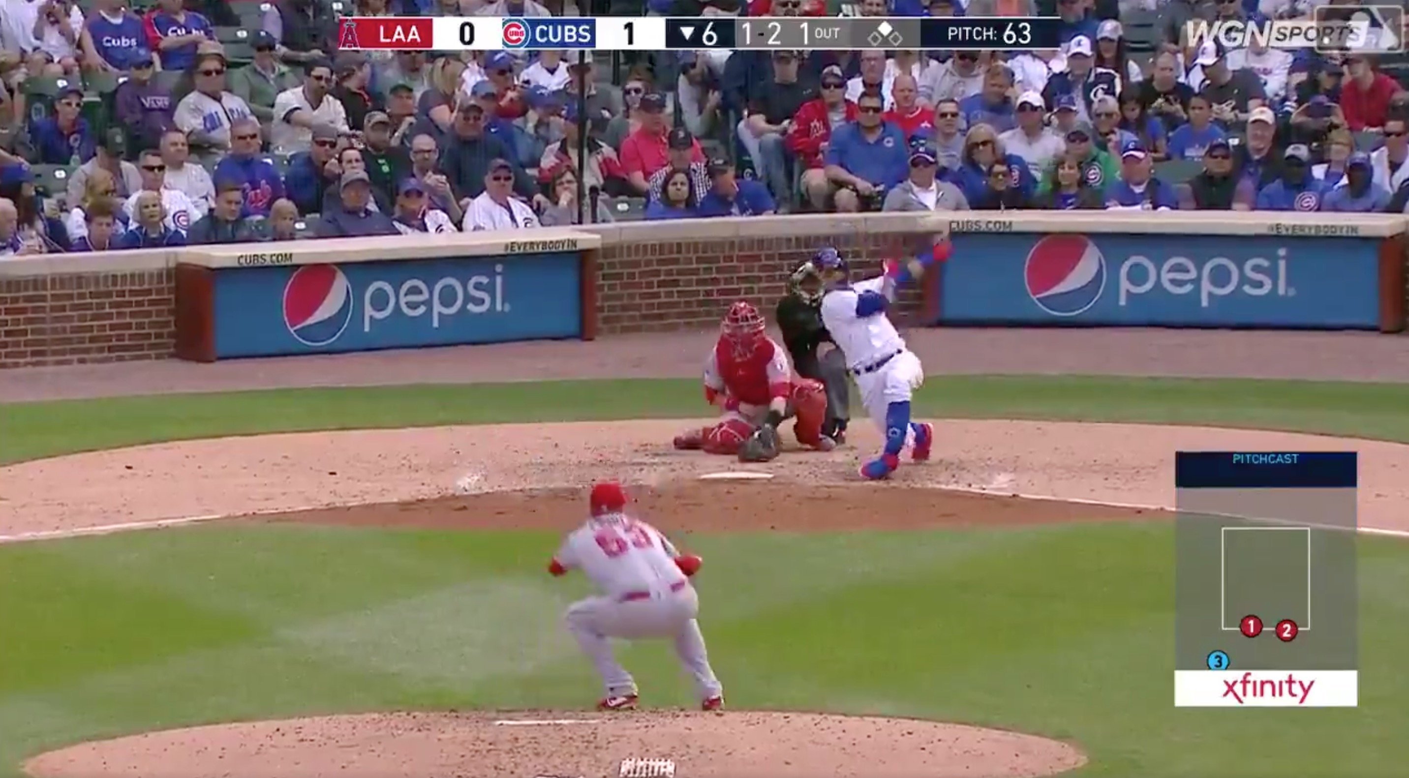 Javier Baez nailed an RBI double that ricocheted off third base. (Credit: Ray Carlin-USA TODAY Sports)