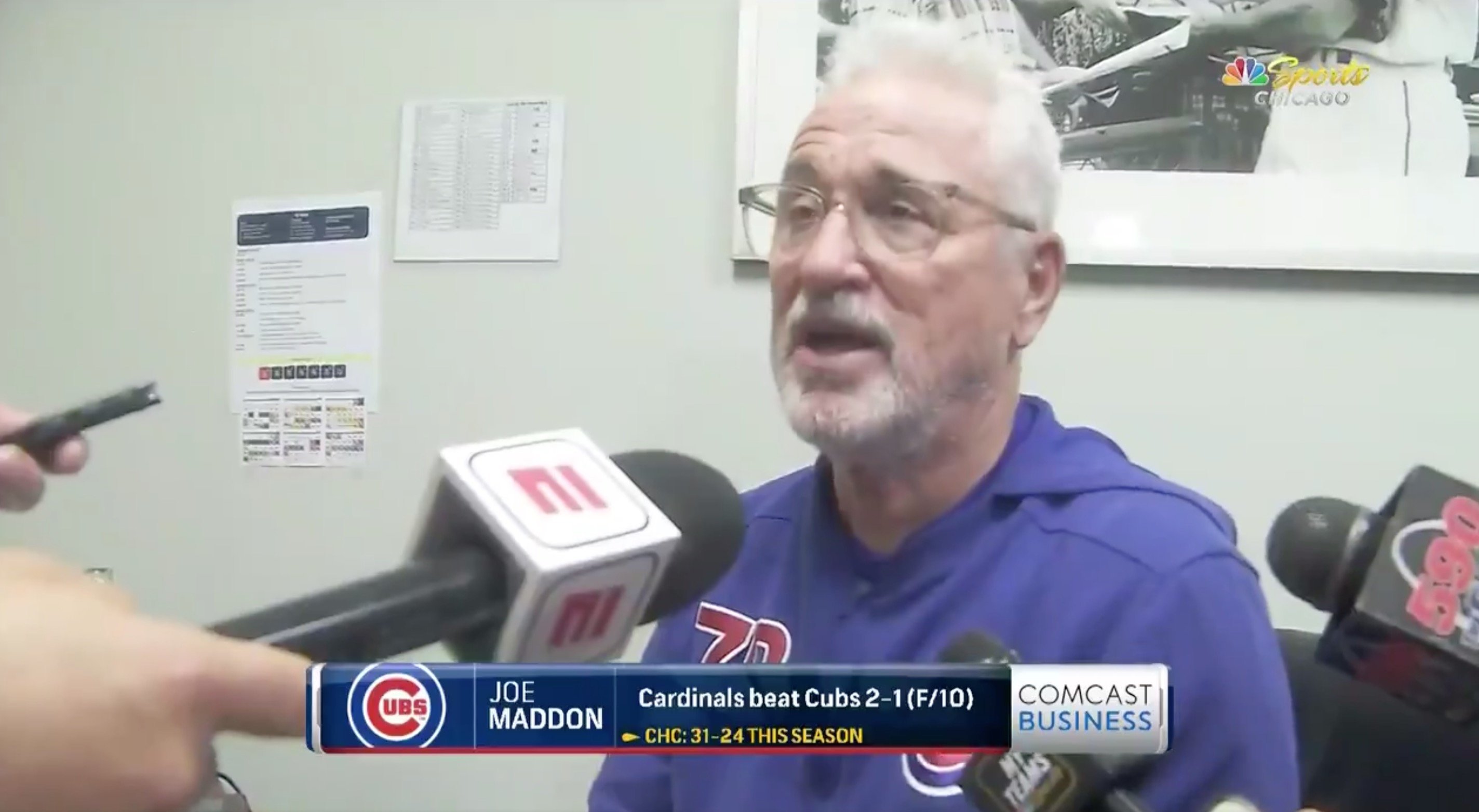 Joe Maddon was very unhappy with Laz Diaz's umpiring in the bottom of the 10th on Friday. (Credit: Michael McLoone-USA TODAY Sports)