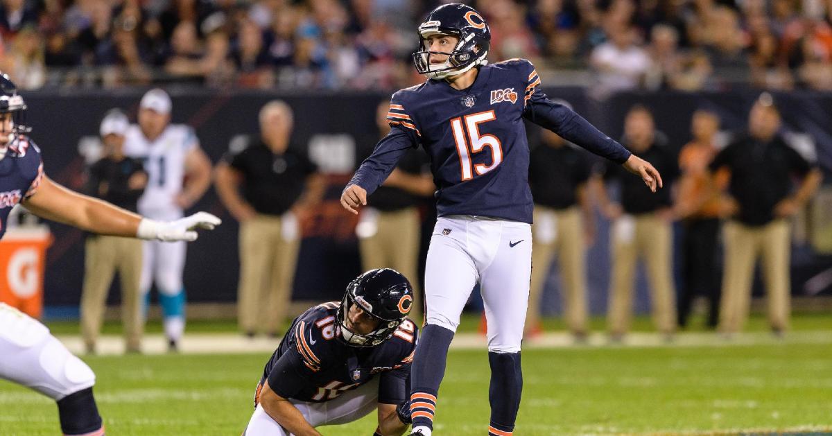 Chicago Bears kicker Eddy Pineiro went 1-for-2 on field-goal attempts in the preseason opener. (Credit: Daniel Bartel-USA TODAY Sports)