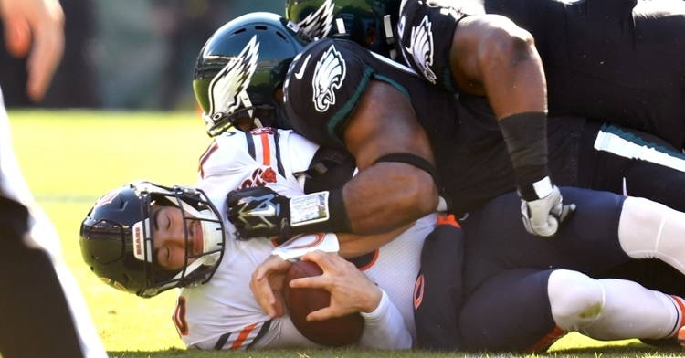 Chicago Bears quarterback Mitchell Trubisky was rather underwhelming in the Bears' loss to the Philadelphia Eagles. (Credit: Eric Hartline-USA TODAY Sports)
