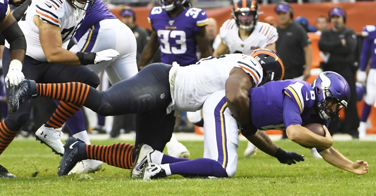 The Chicago Bears' defense racked up six sacks of Minnesota Vikings quarterback Kirk Cousins. (Credit: David Banks-USA TODAY Sports)