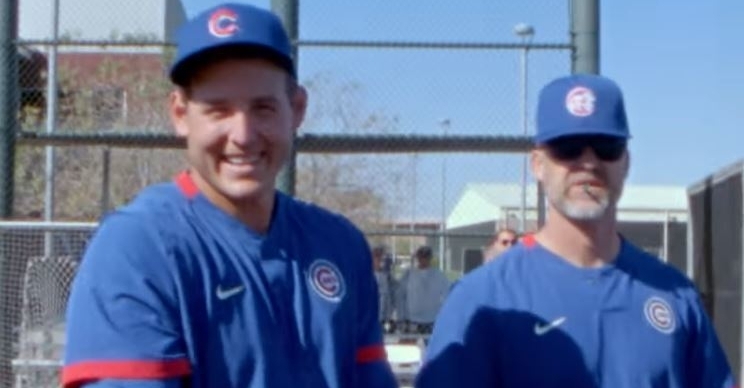 Rizzo and Rossy sharing a moment during spring training