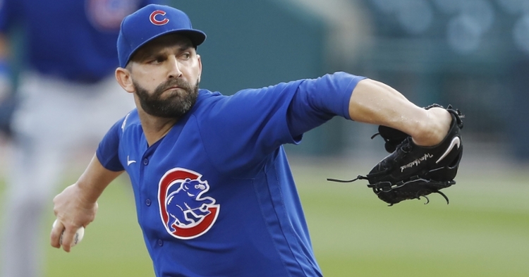 Chicago Cubs pitcher Tyler Chatwood was forced to exit his start on Sunday due to injury. (Credit: Raj Mehta-USA TODAY Sports)