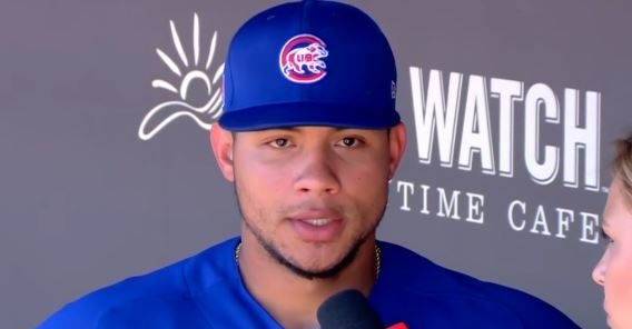 Contreras was interviewed during Tuesday's game (Photo credit: Marquee Sports Network)