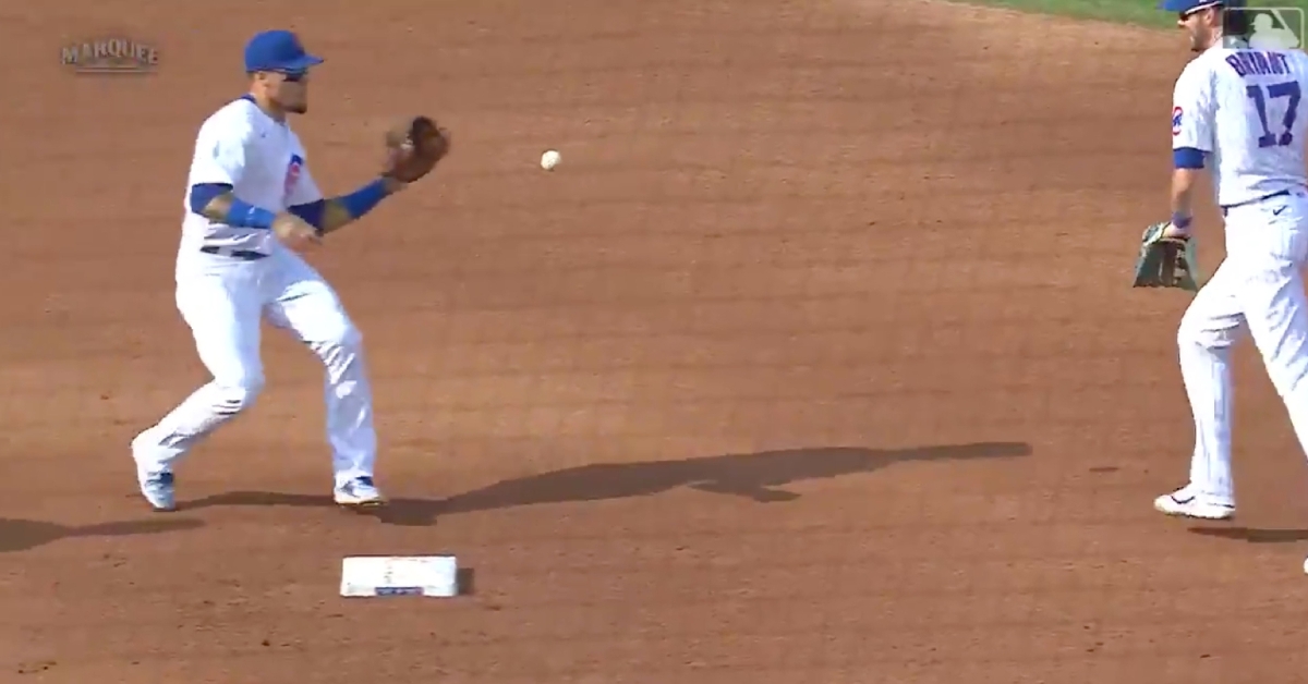 Javier Baez was on the receiving end of two impressive glove flips that both culminated in double plays.