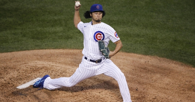 Cubs ace Yu Darvish suffered a blow to his Cy Young candidacy with a lackluster start. (Credit: Kamil Krzaczynski-USA TODAY Sports)