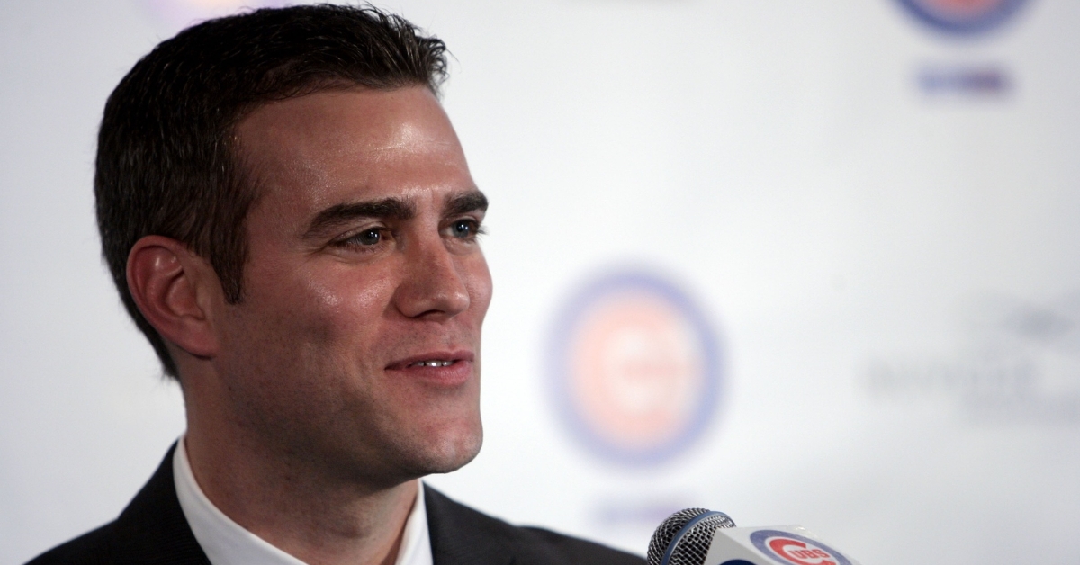 Theo Epstein at a Cubs press conference in 2011 (Jerry Lai - USA Today Sports)