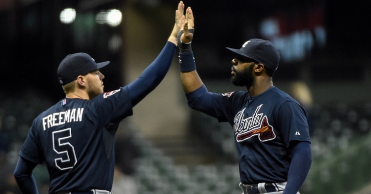 Freddie Freeman (left) and Jason Heyward (right) came into the league together with the Atlanta Braves in 2010. (Credit: Benny Sieu-USA TODAY Sports)