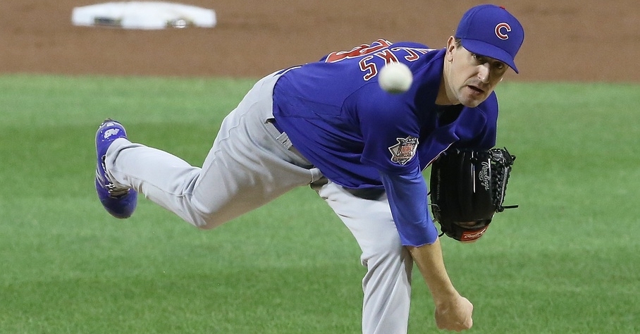 Two bad pitches spoiled an otherwise marvelous start by Cubs right-hander Kyle Hendricks. (Credit: Charles LeClaire-USA TODAY Sports)