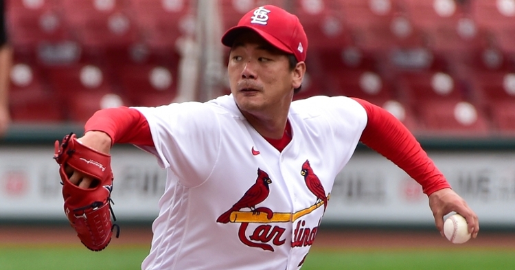 Lefty Cardinals starter Kwang-Hyun Kim was rushed to the emergency room with abdominal pain. (Credit: Jeff Curry-USA TODAY Sports)