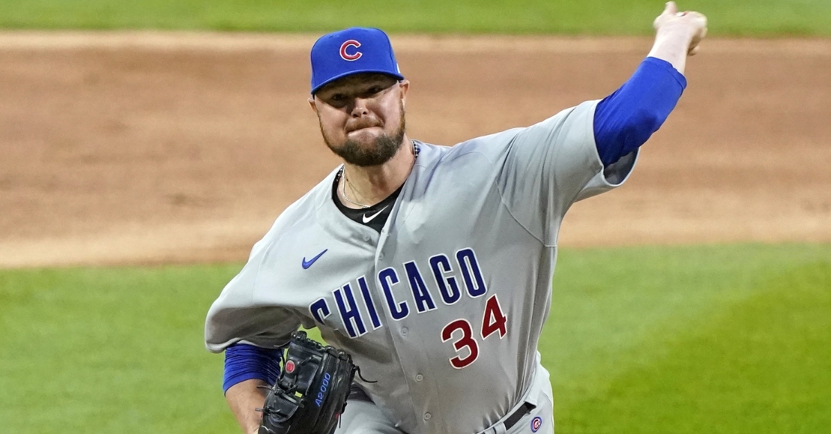 In his final start of the regular season, Cubs lefty Jon Lester lasted only 3 2/3 innings on the mound. (Credit: Mike Dinovo-USA TODAY Sports)