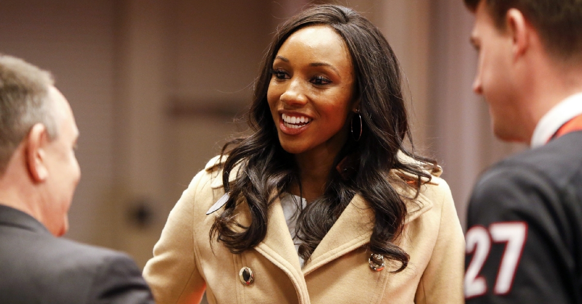 A tweet concerning ESPN reporter Maria Taylor's outfit resulted in a radio host getting fired. (Credit: Brett Davis-USA TODAY Sports)