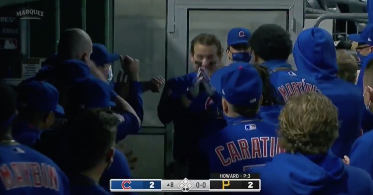 Anthony Rizzo's dugout celebration following a game-tying home run was quite hilarious.