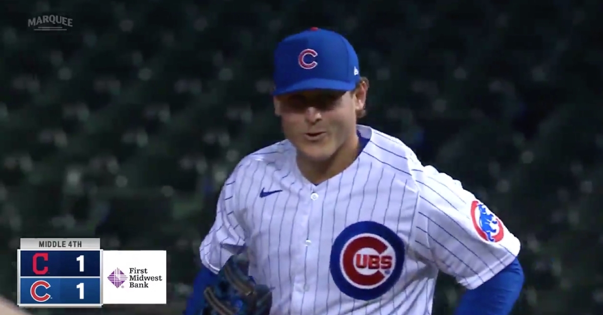 In the top of the fourth, Anthony Rizzo was clearly impressed by the lightning-fast throw from Javier Baez that doubled off a runner.