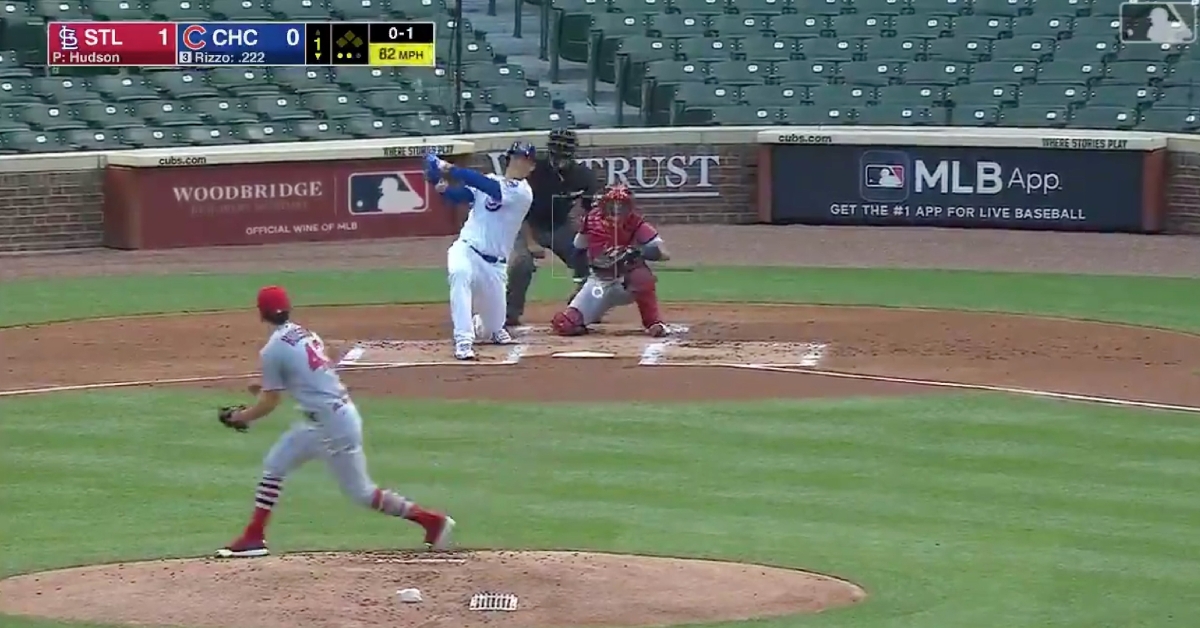 Aided by the wind, Anthony Rizzo lined a 430-foot bomb out to center field at the Friendly Confines.
