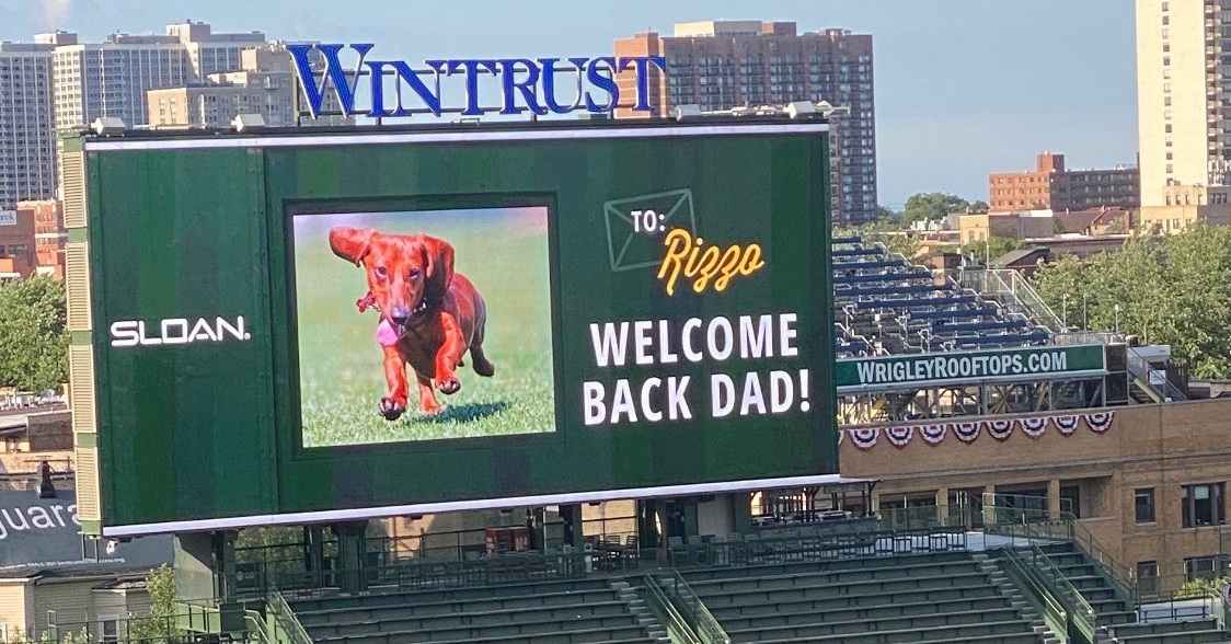 Kevin Rizzo had a nice message for his dad, who returned to action on Wednesday. (Credit: @EVR551 on Twitter)