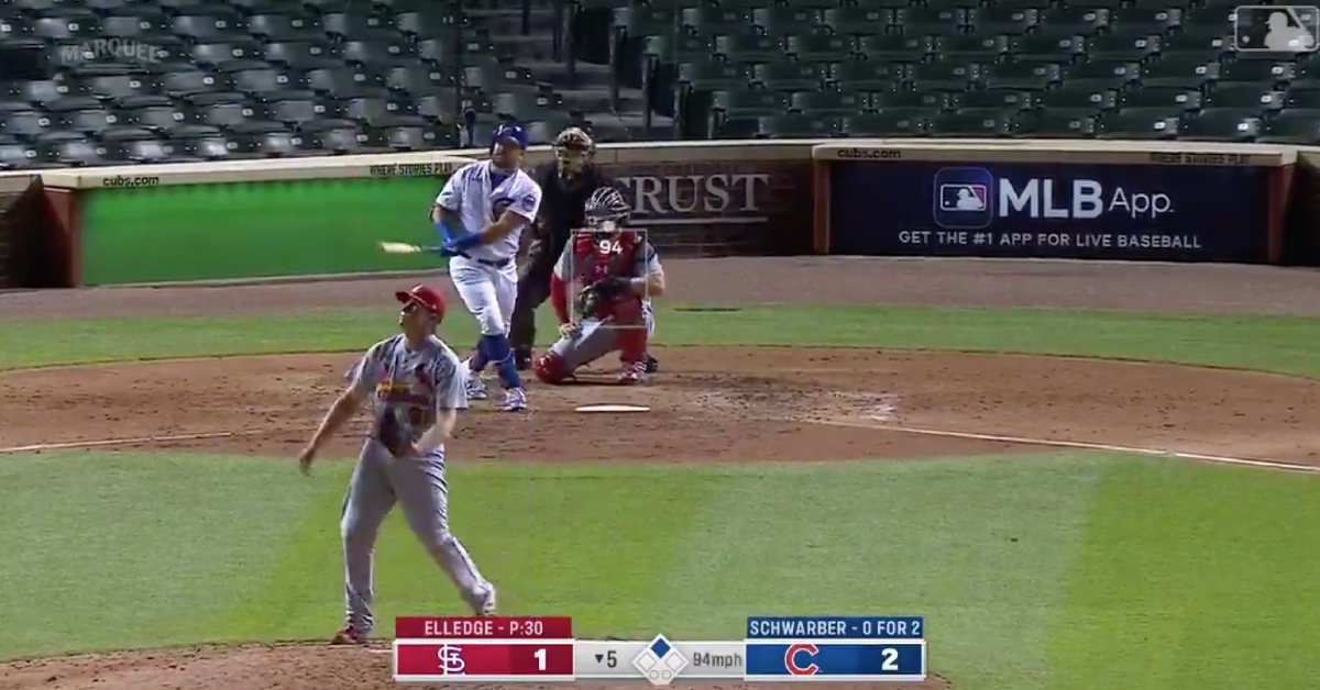 Cubs slugger Kyle Schwarber knew that the ball was gone as soon as it left his bat.