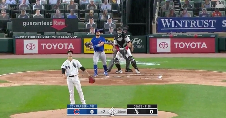 Cubs slugger Kyle Schwarber went "oppo" with a go-ahead solo shot at Guaranteed Rate Field.