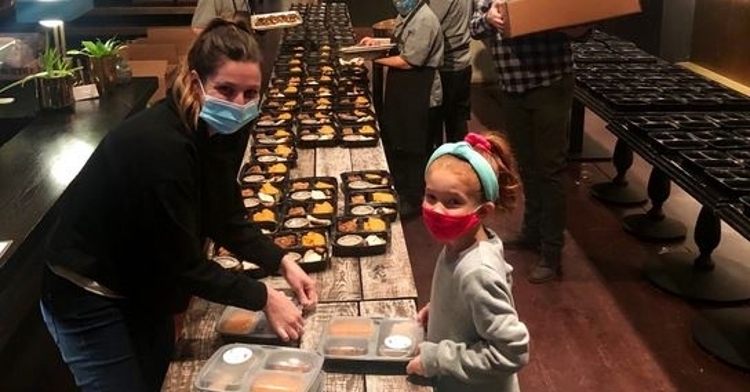 Thanksgiving meals getting prepped and ready to be delivered (Credit: Rizzo Foundation)