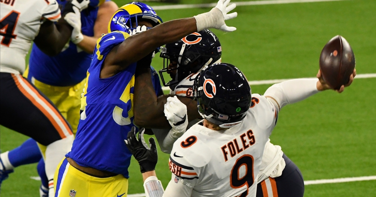 Bears quarterback Nick Foles, a former Ram, struggled with downfield accuracy issues in the loss. (Credit: Robert Hanashiro-USA TODAY Sports)