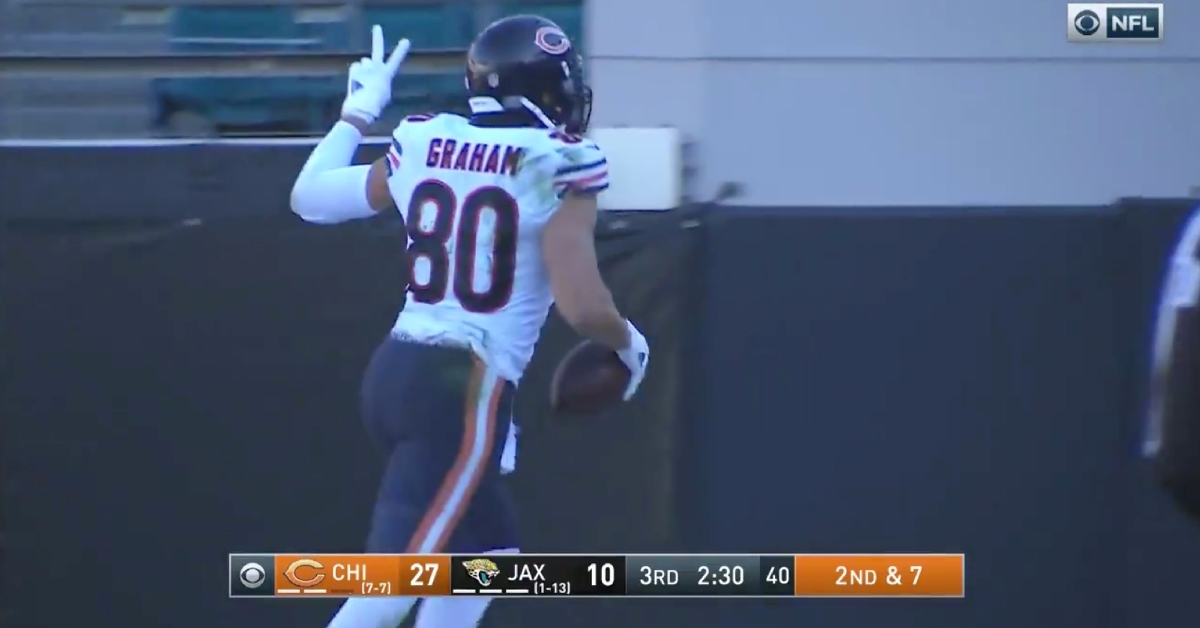 Following a Jaguars turnover, Bears tight end Jimmy Graham scored his second touchdown of the afternoon.