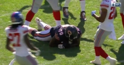 WATCH: Bears offensive lineman catches deflected pass on fourth down