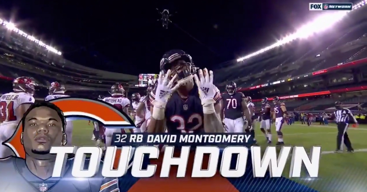 David Montgomery honored injured Bears running back Tarik Cohen after scoring the touchdown.