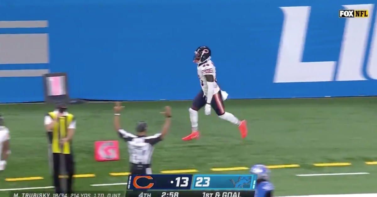 Javon Wims caught a one-yard touchdown pass from Mitchell Trubisky.