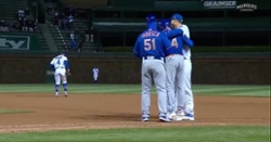 WATCH: Albert Almora Jr., Anthony Rizzo hug after Almora enters as pinch runner