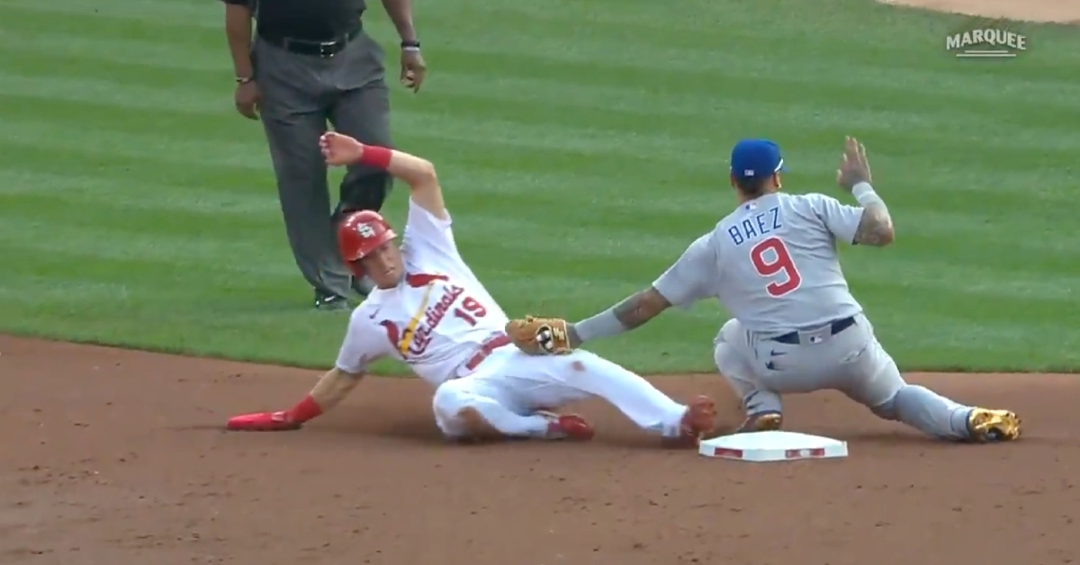 Javier Baez did not even need to look at Tommy Edman in order to tag him out at second base.