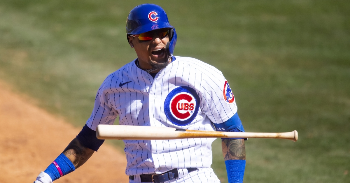 Baez was not happy about getting hit (Mark Rebilas - USA Today Sports)