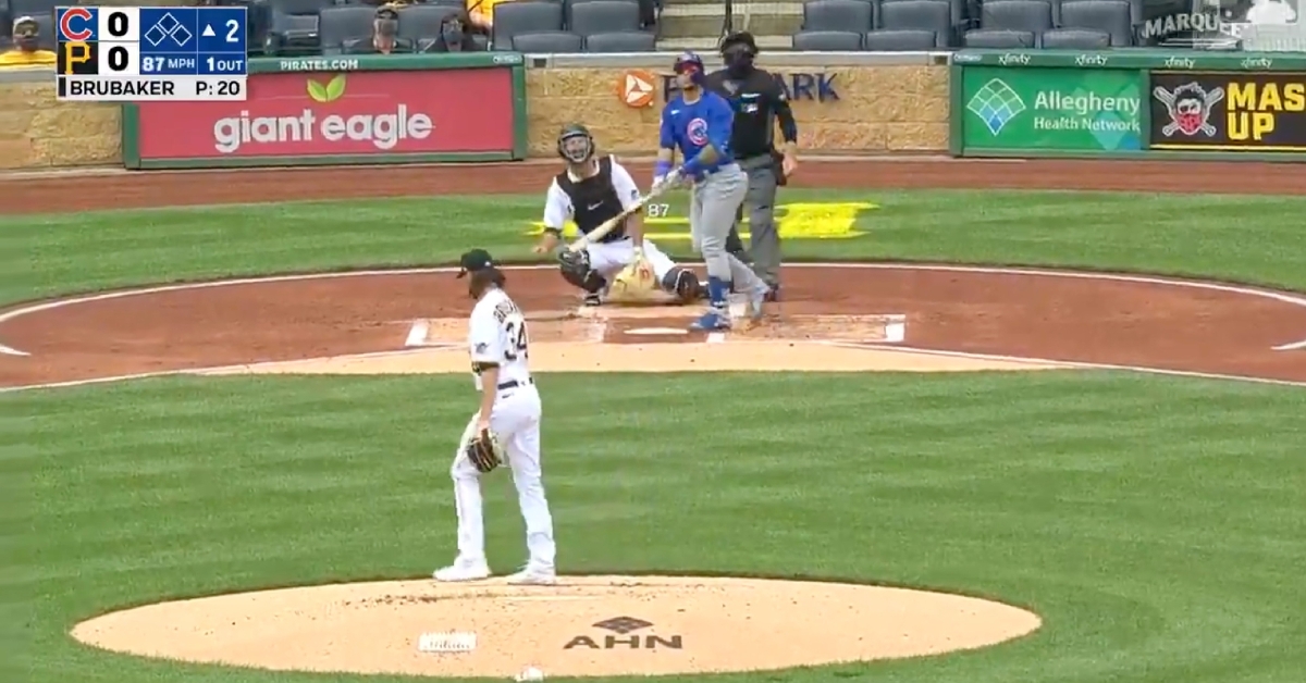 A powerful swing by Javier Baez resulted in a 410-foot solo shot at PNC Park. 
