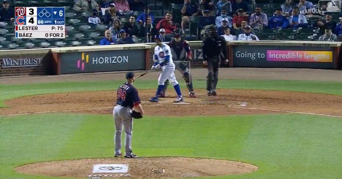 With Jon Lester on the mound, Javier Baez, who now has 27 RBIs, rocketed a 415-foot dinger to the opposite field.