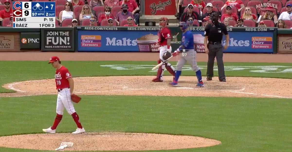 After crushing a no-doubter, Javier Baez made sure to ogle his masterpiece before heading up the baseline.