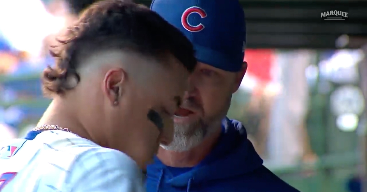David Ross talked with Javier Baez after Baez suffered a mental mistake on the basepaths. Ross subsequently replaced Baez in the lineup.