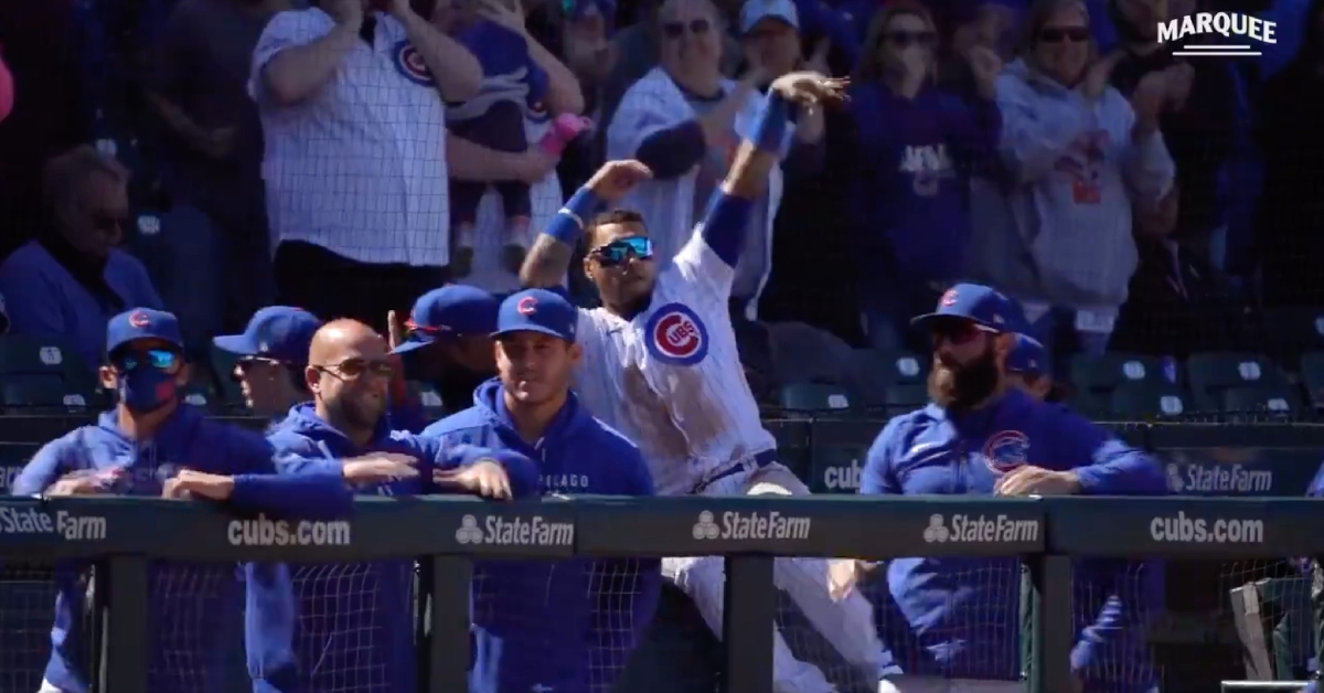 Javier Baez let Amir Garrett know that he "air-balled" his shaky outing on the mound.