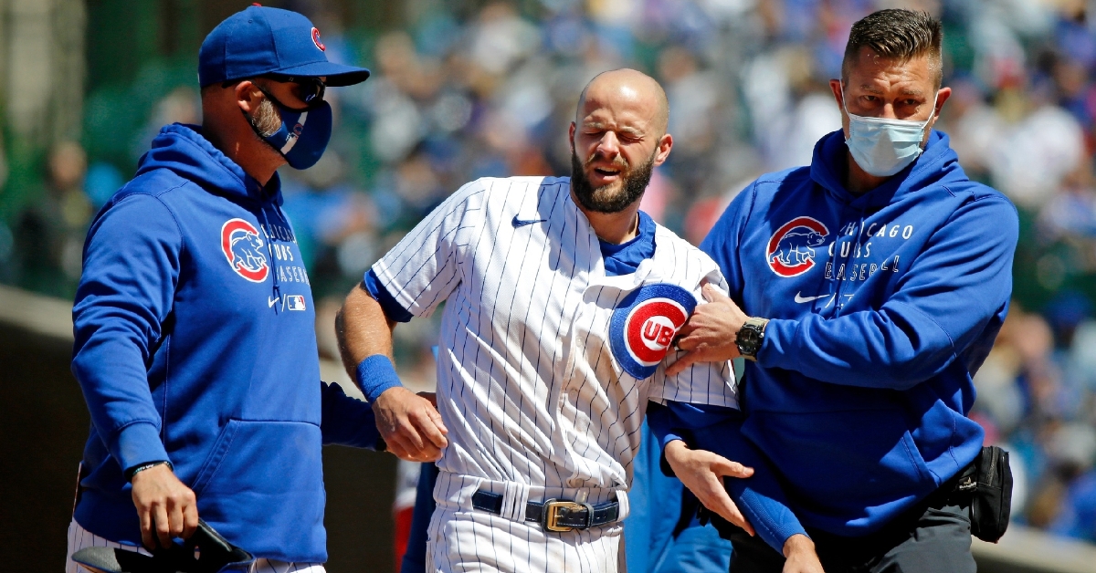 David Bote, the Cubs' primary starting third baseman so far this season, is currently batting .194 with five home runs and 23 RBIs. (Credit: Jon Durr-USA TODAY Sports)