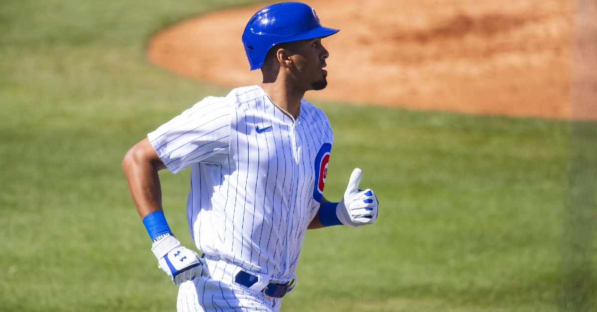 Center fielder Brennen Davis, who plays for the Cubs' Double-A affiliate, is rated as the No. 45 prospect in all of baseball. (Credit: Mark J. Rebilas-USA TODAY Sports)