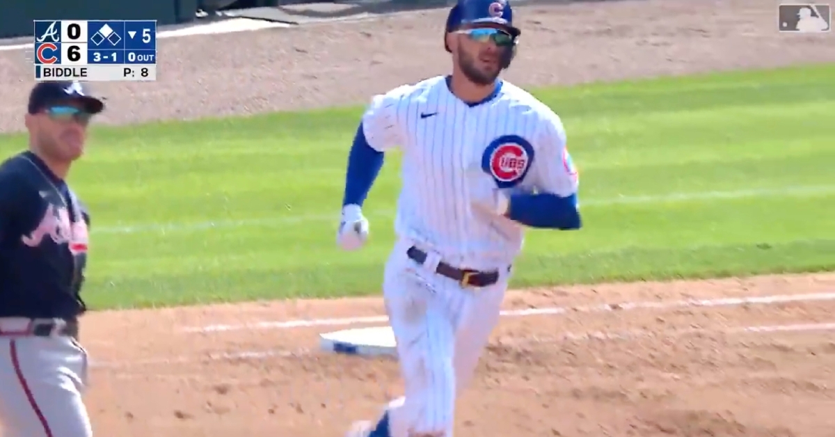 Kris Bryant lofted a two-run blast out to left field, placing the Cubs ahead of the Braves 8-0.