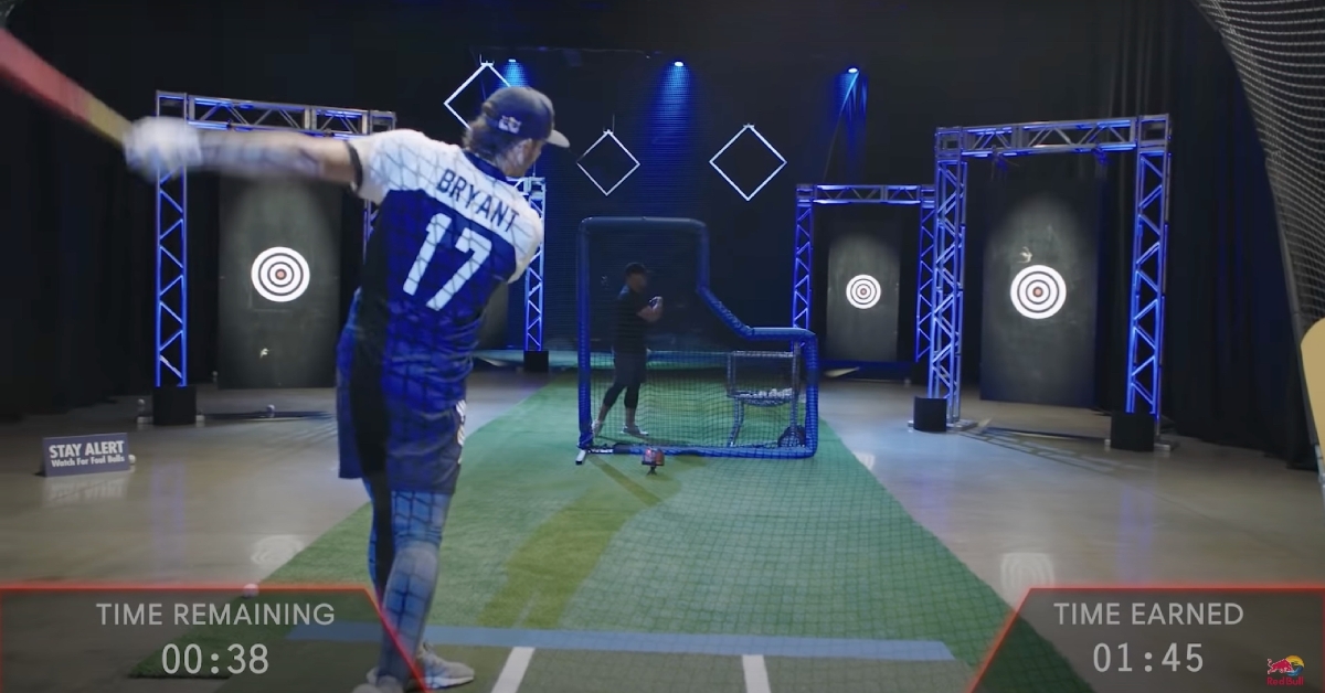 In a promo for Red Bull, Cubs third baseman Kris Bryant's hand-eye coordination was tested through a series of timed precision drills.