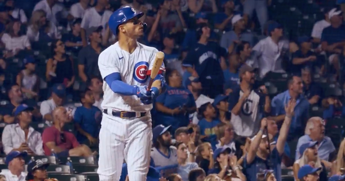 Willson Contreras watched his game-tying bomb carry into the bleachers and celebrated by tossing his bat over his head.